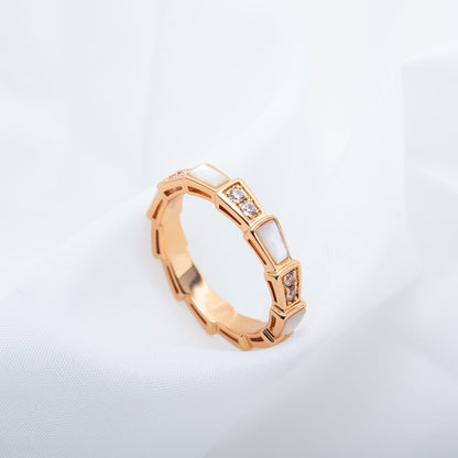 Pomuse SERPENTI RING PINK GOLD DIAMOND MOP 3MM