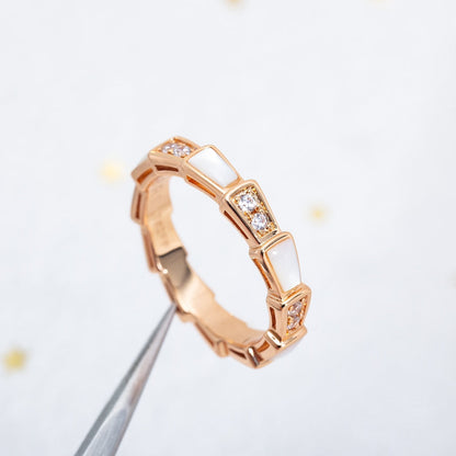 Pomuse SERPENTI RING PINK GOLD DIAMOND MOP 3MM