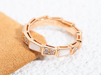 Pomuse SERPENTI RING PINK GOLD DIAMOND MOP 3MM