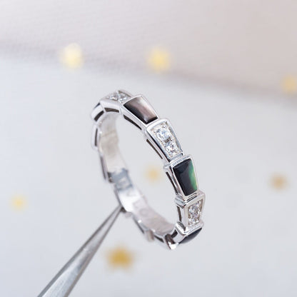 Pomuse SERPENTI RING SILVER  DIAMOND BLACK MOP 3MM
