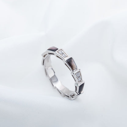 Pomuse SERPENTI RING SILVER  DIAMOND BLACK MOP 3MM