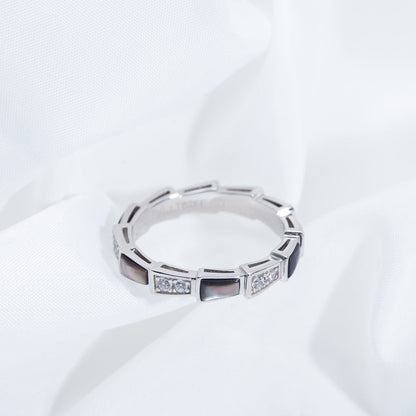 Pomuse SERPENTI RING SILVER  DIAMOND BLACK MOP 3MM