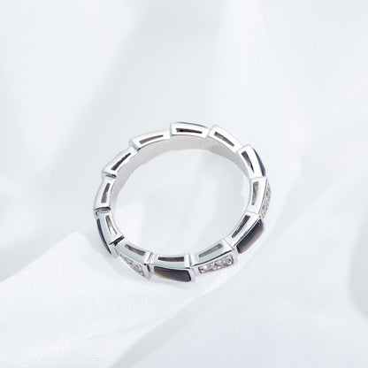 Pomuse SERPENTI RING SILVER  DIAMOND BLACK MOP 3MM
