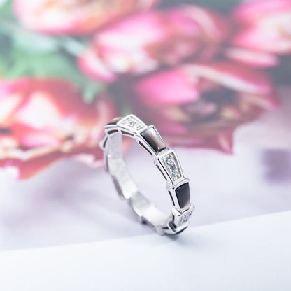 Pomuse SERPENTI RING SILVER  DIAMOND BLACK MOP 3MM
