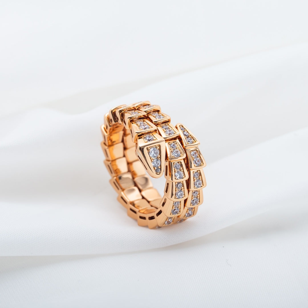 Pomuse SERPENTI RING PINK GOLD DIAMOND DOUBLE ROW