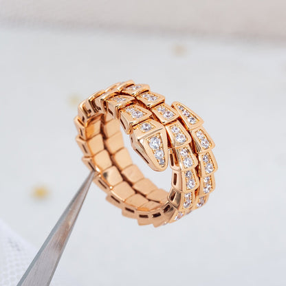 Pomuse SERPENTI RING PINK GOLD DIAMOND DOUBLE ROW