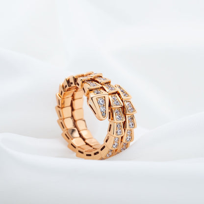 Pomuse SERPENTI RING PINK GOLD DIAMOND DOUBLE ROW