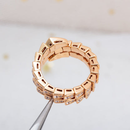 Pomuse SERPENTI RING PINK GOLD DIAMOND DOUBLE ROW