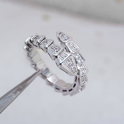 Pomuse SERPENTI RING SILVER DIAMOND PAVED 4MM