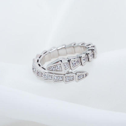 Pomuse SERPENTI RING SILVER DIAMOND PAVED 4MM