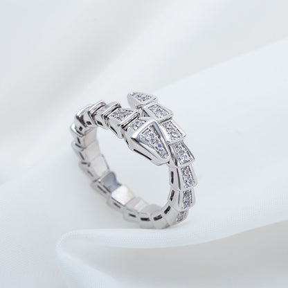 Pomuse SERPENTI RING SILVER DIAMOND PAVED 4MM