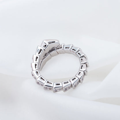 Pomuse SERPENTI RING SILVER DIAMOND PAVED 4MM
