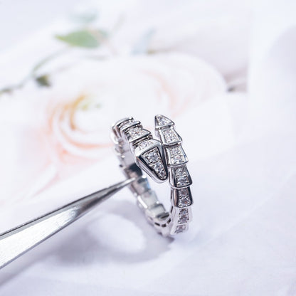 Pomuse SERPENTI RING SILVER DIAMOND PAVED 4MM