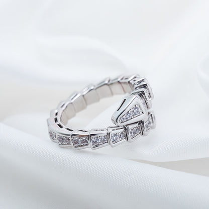 Pomuse SERPENTI RING SILVER DIAMOND PAVED 4MM