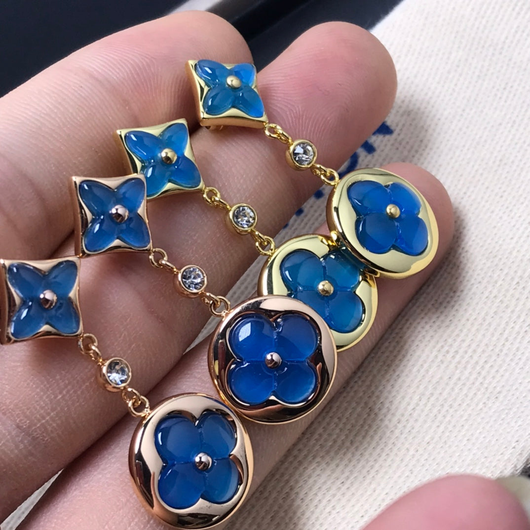 Pomuse STAR AND SUN AGATE DIAMOND EARRINGS