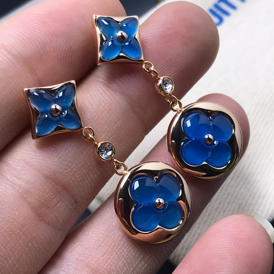 Pomuse STAR AND SUN AGATE DIAMOND EARRINGS
