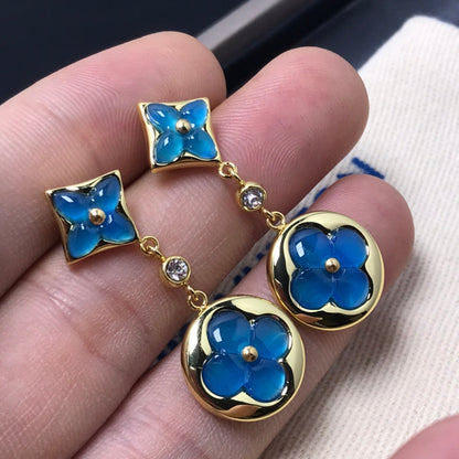 Pomuse STAR AND SUN AGATE DIAMOND EARRINGS