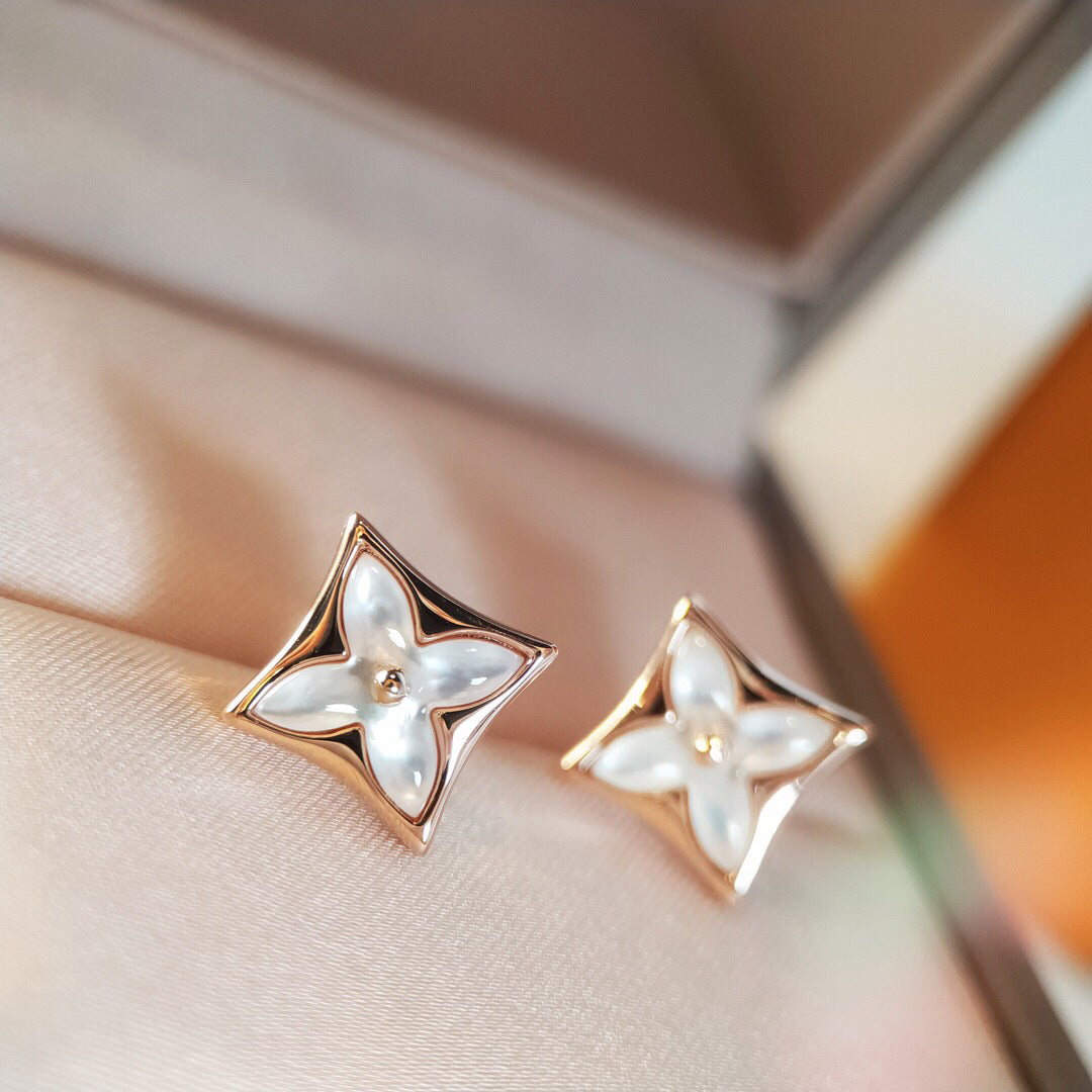 Pomuse STAR MOP PINK GOLD EARRINGS