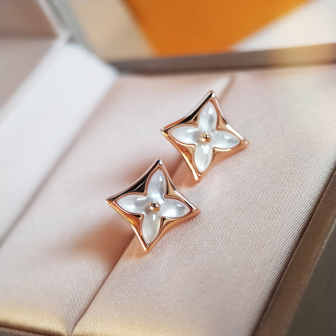 Pomuse STAR MOP PINK GOLD EARRINGS