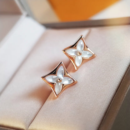 Pomuse STAR MOP PINK GOLD EARRINGS