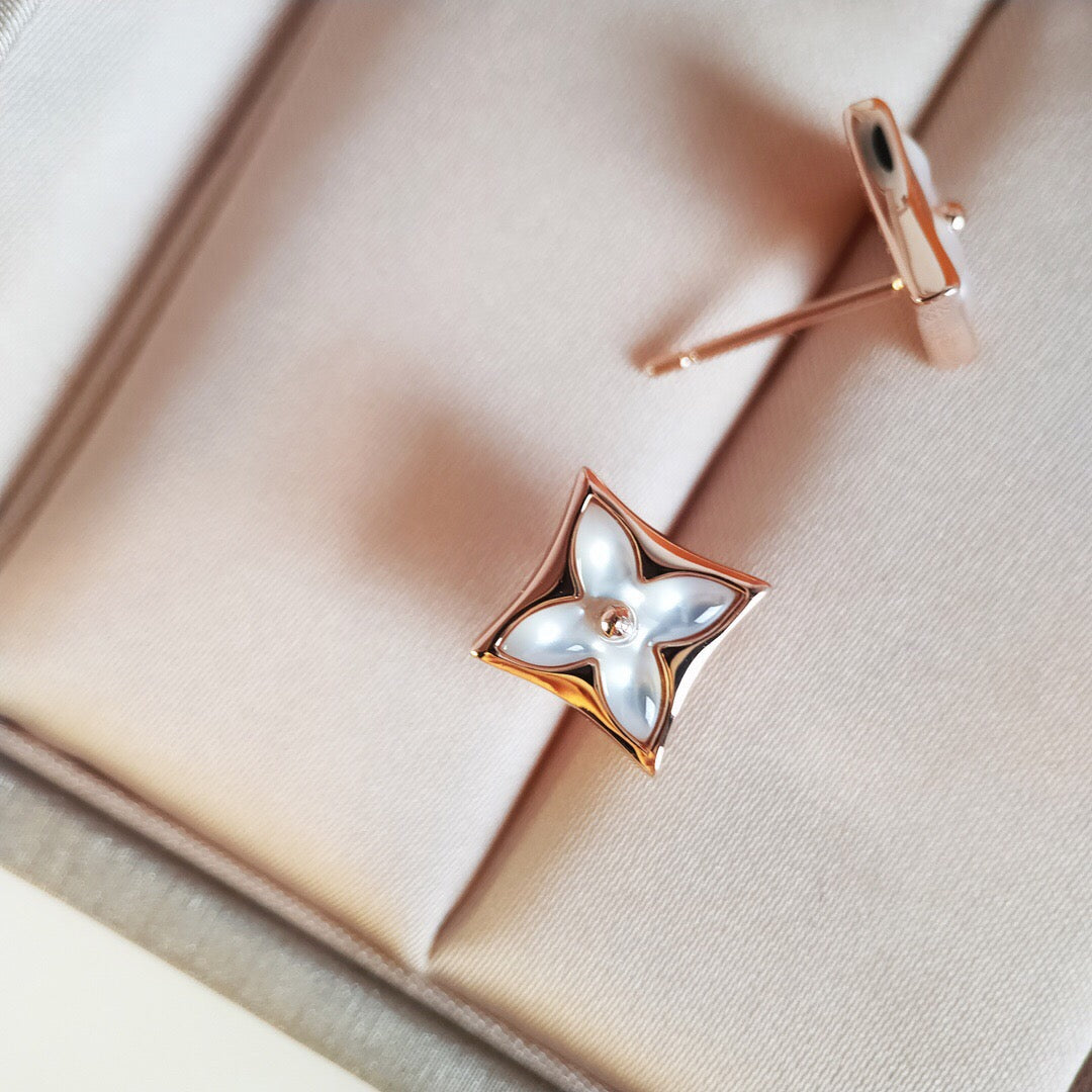 Pomuse STAR MOP PINK GOLD EARRINGS