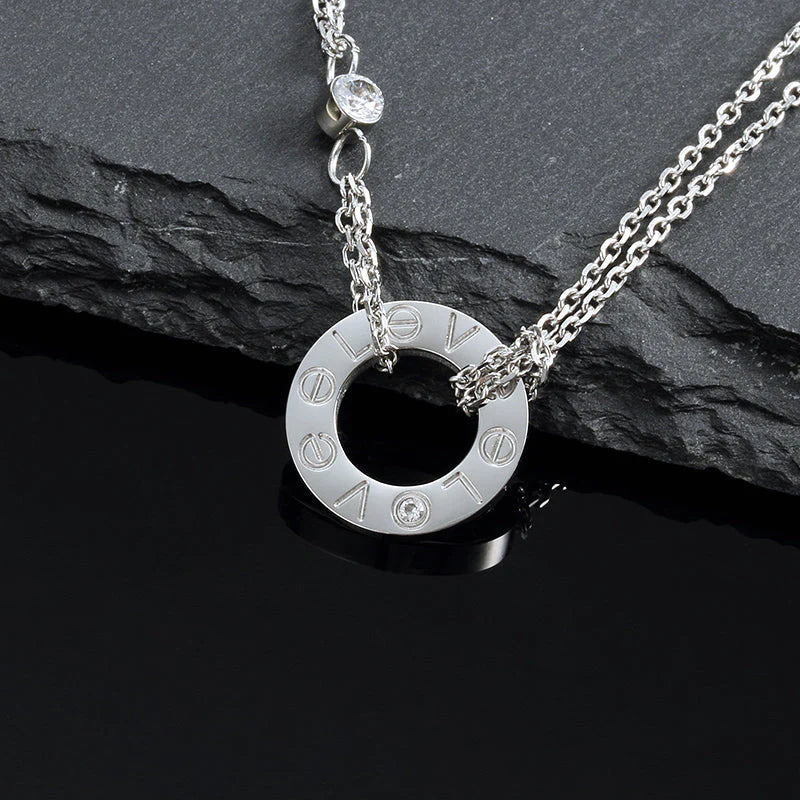 Pomuse LOVE NECKLACE 16MM 2 DIAMONDS