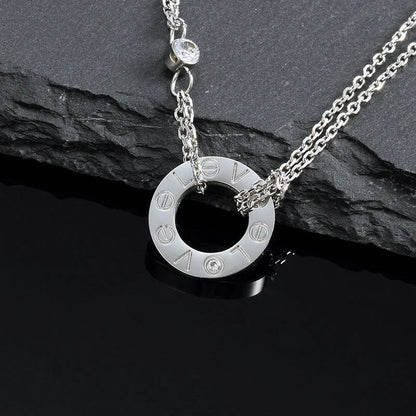 Pomuse LOVE NECKLACE 16MM 2 DIAMONDS