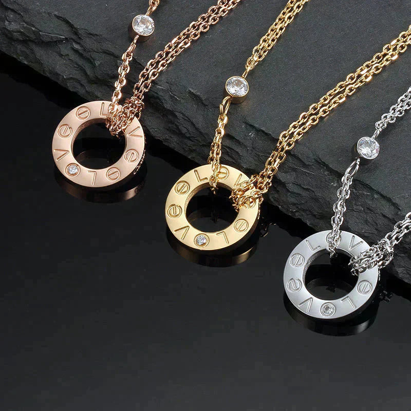 Pomuse LOVE NECKLACE 16MM 2 DIAMONDS