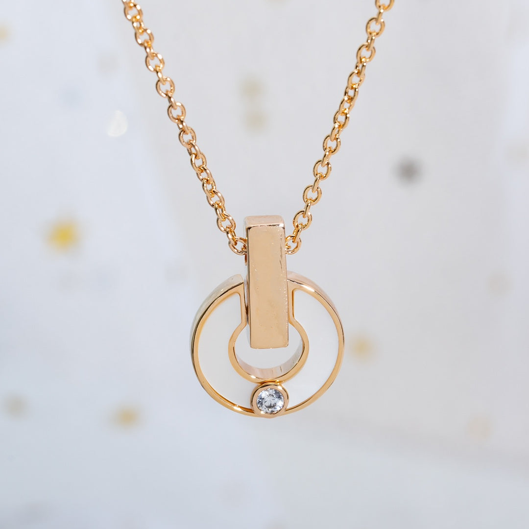 Pomuse GARI NECKLACE PINK GOLD MOP