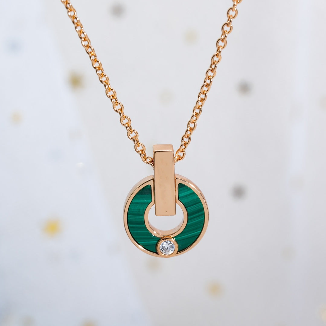Pomuse GARI NECKLACE PINK GOLD MALACHITE