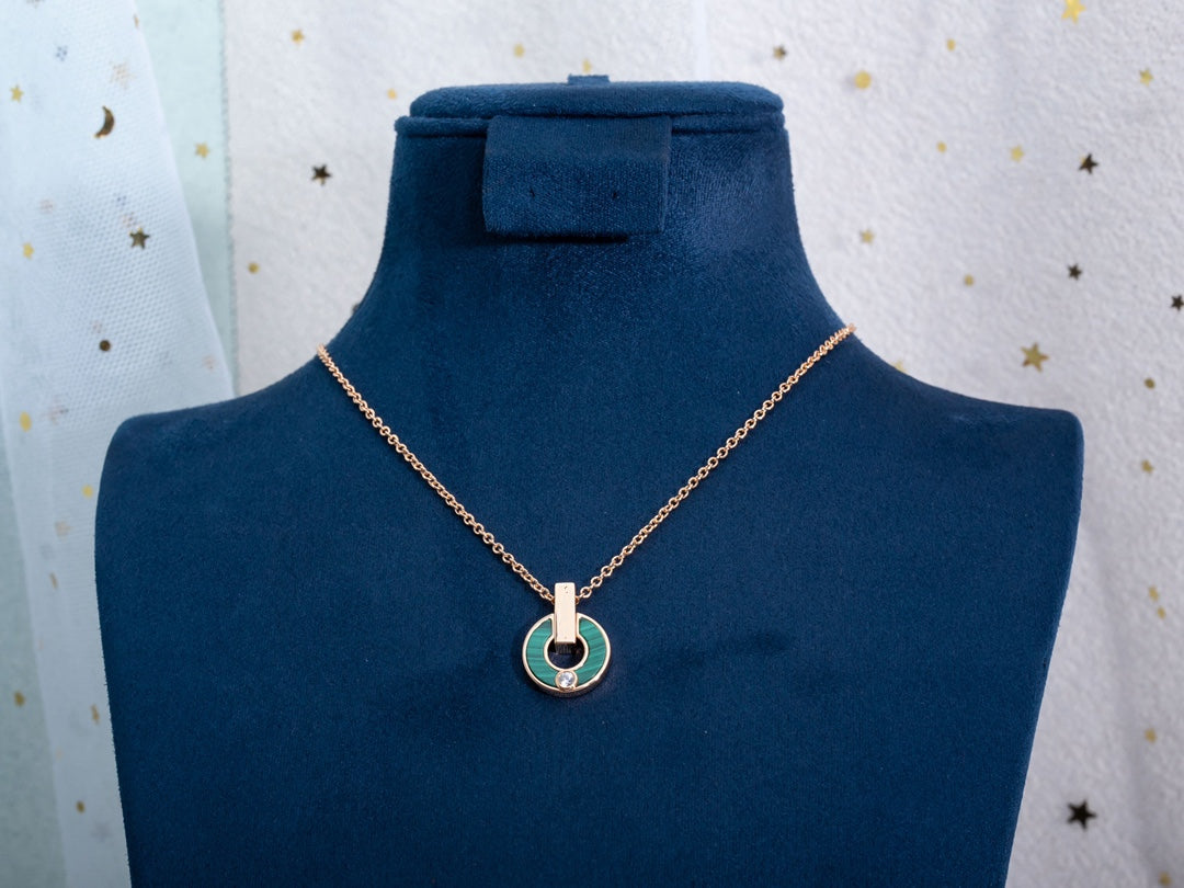 Pomuse GARI NECKLACE PINK GOLD MALACHITE