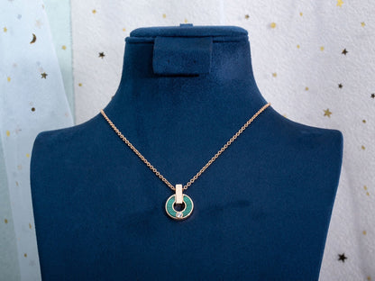 Pomuse GARI NECKLACE PINK GOLD MALACHITE