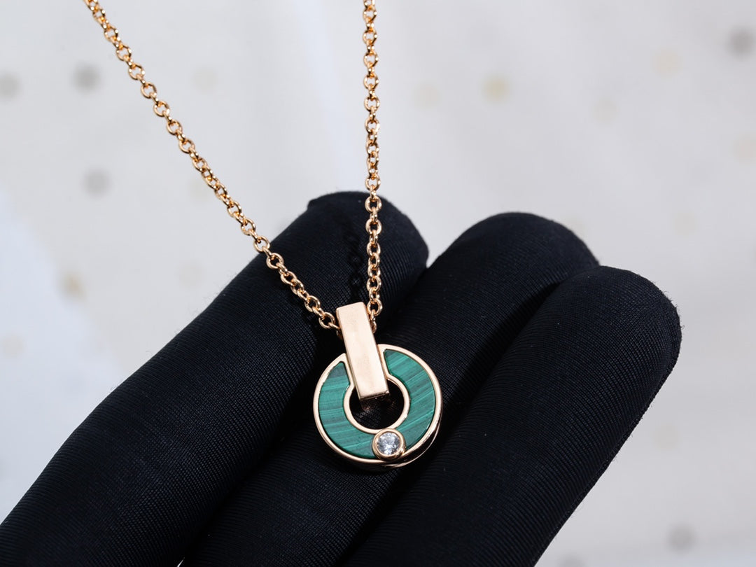 Pomuse GARI NECKLACE PINK GOLD MALACHITE
