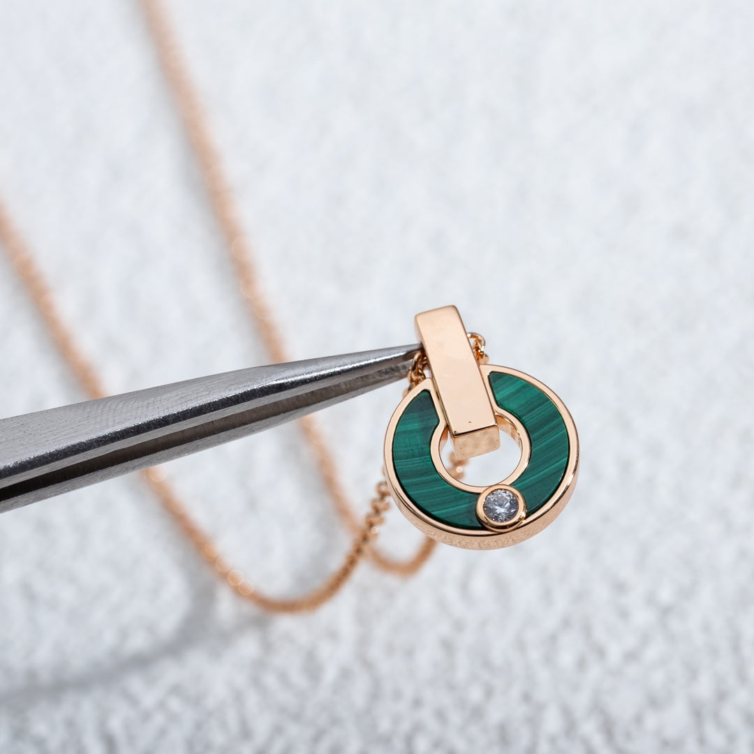 Pomuse GARI NECKLACE PINK GOLD MALACHITE