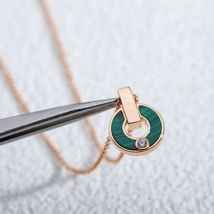 Pomuse GARI NECKLACE PINK GOLD MALACHITE