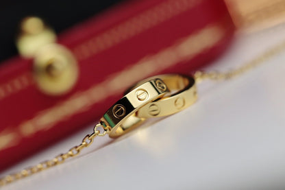 Pomuse LOVE NECKLACE DOUBLE RING GOLD