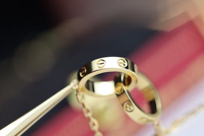 Pomuse LOVE NECKLACE DOUBLE RING GOLD