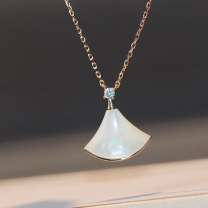 Pomuse DREAM NECKLACE WHITE MOP PINK GOLD 1 DIAMOND