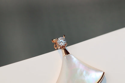 Pomuse DREAM NECKLACE WHITE MOP PINK GOLD 1 DIAMOND