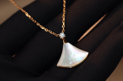 Pomuse DREAM NECKLACE WHITE MOP PINK GOLD 1 DIAMOND