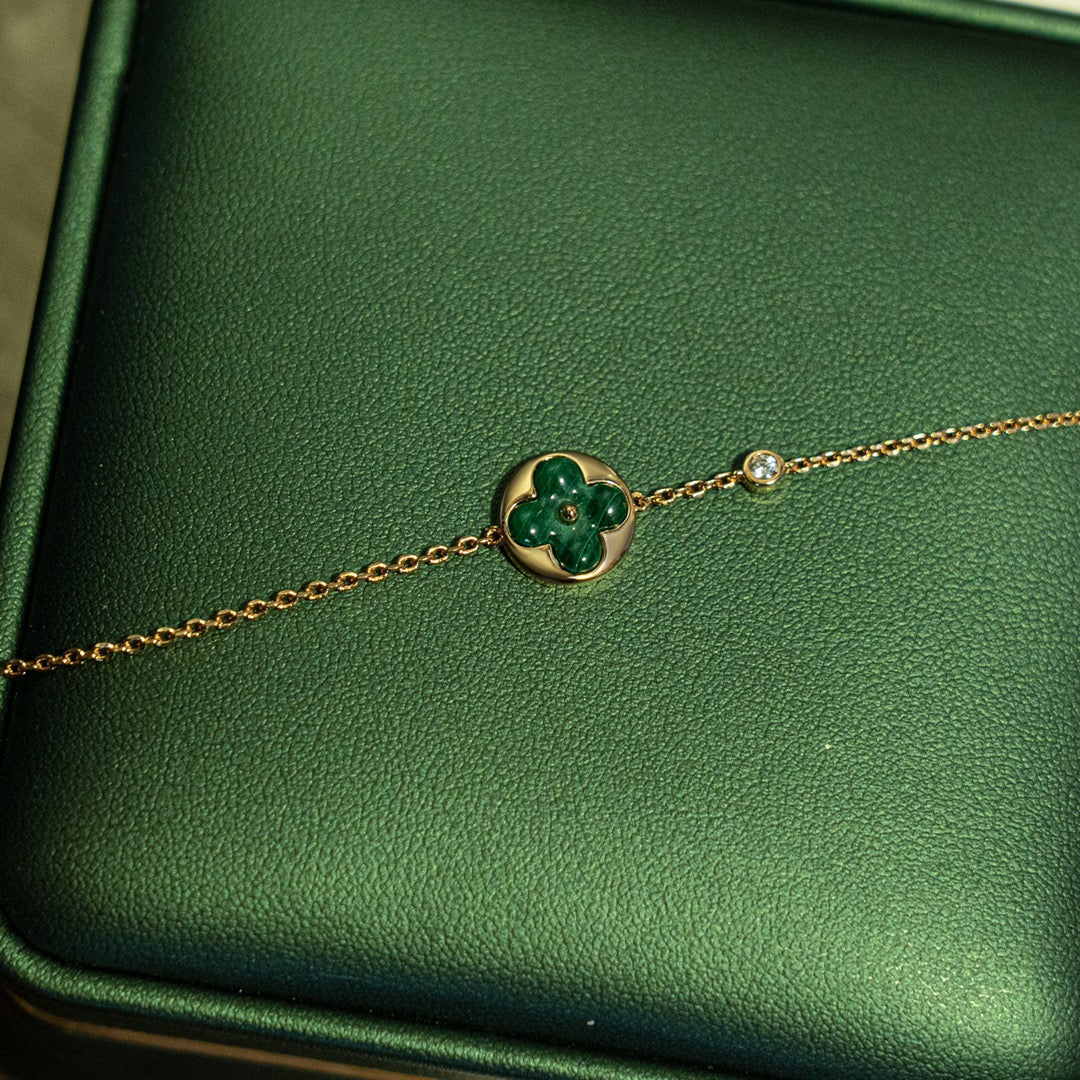 Pomuse SUN MALACHITE 1 DIAMOND PINK GOLD BRACELET