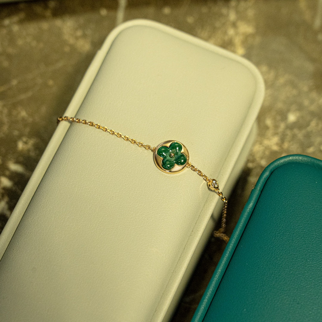Pomuse SUN MALACHITE 1 DIAMOND PINK GOLD BRACELET