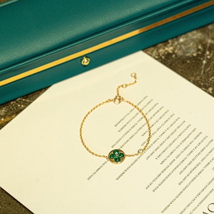 Pomuse SUN MALACHITE 1 DIAMOND PINK GOLD BRACELET