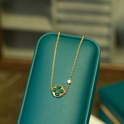 Pomuse SUN MALACHITE 1 DIAMOND PINK GOLD BRACELET