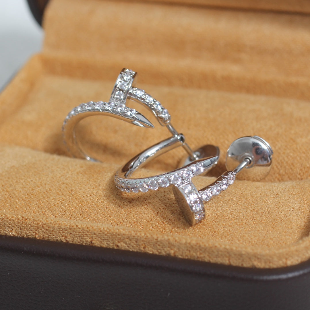 Pomuse JUSTE EARRINGS 12.75MM SILVER DIAMOND