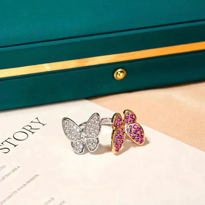 Pomuse TWIN BUTTERFLY DIAMOND RING