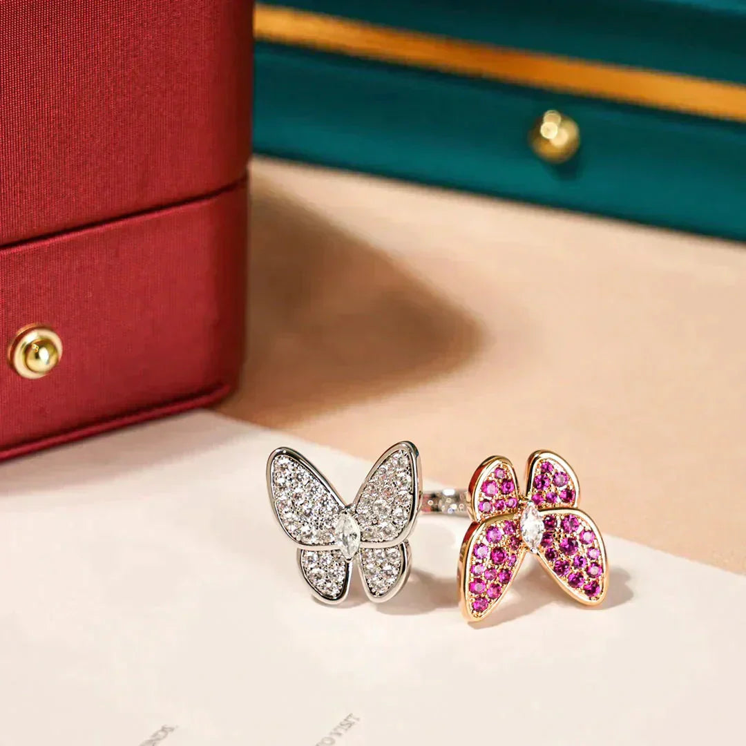 Pomuse TWIN BUTTERFLY DIAMOND RING
