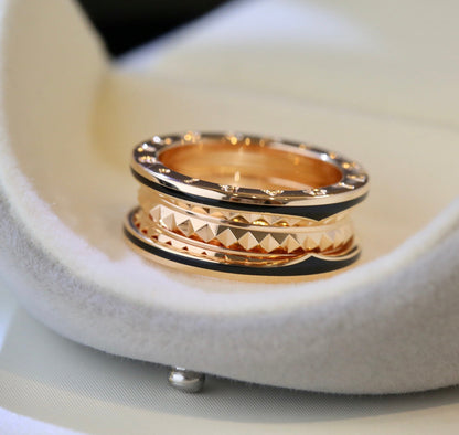 Pomuse ZERO 1 GOLD BLACK CERAMIC RING