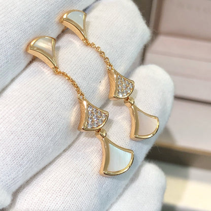 Pomuse DREAM EARRINGS 3 MOTIFS DIAMOND MOP PINK GOLD