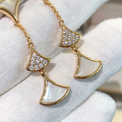 Pomuse DREAM EARRINGS 3 MOTIFS DIAMOND MOP PINK GOLD